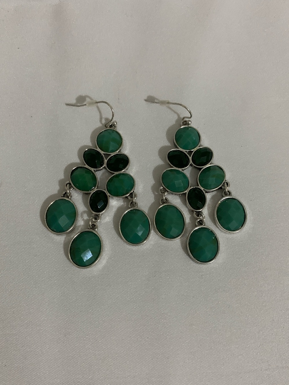 Green Faceted Dangle Earrings - Women Jewelry